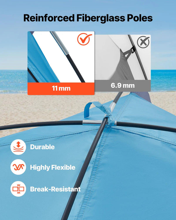Beach Tent Sun Shelter For 6 Person, UPF 50+ Protection