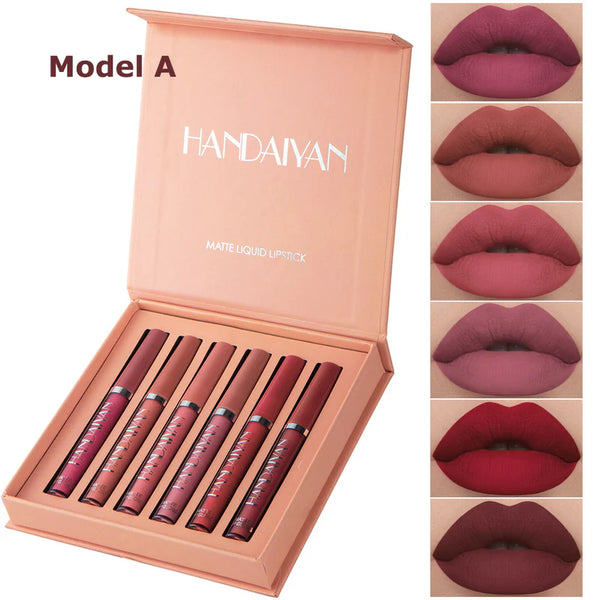 6Pcs Matte Liquid Lipstick Set - Waterproof, Long Lasting & Non-Stick Cup Velvet Lip Gloss