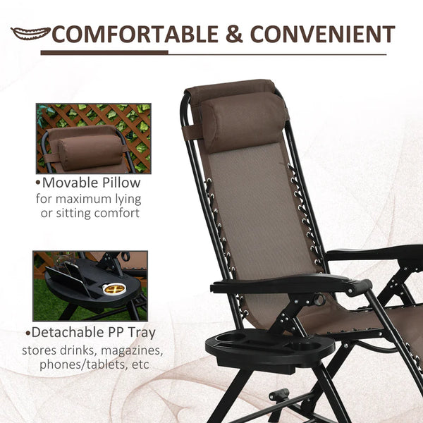 Outdoor Rocking Chairs, Foldable Reclining Zero Gravity Lounge Rocker with Pillow